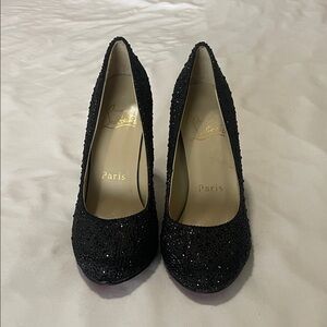 Christian Louboutin Black Rhinestone Heels